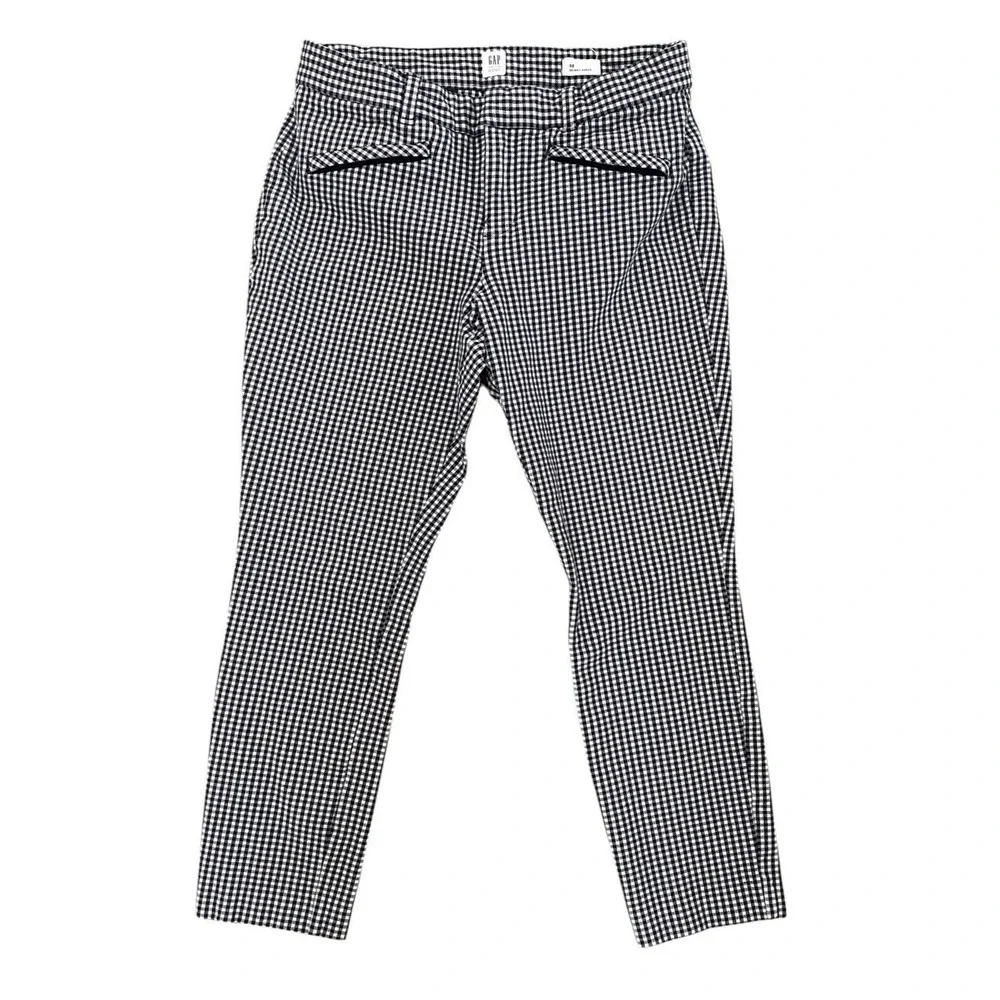 GAP Womens Skinny Ankle Black & White Gingham Pants Size 8 w/ Zip Pockets